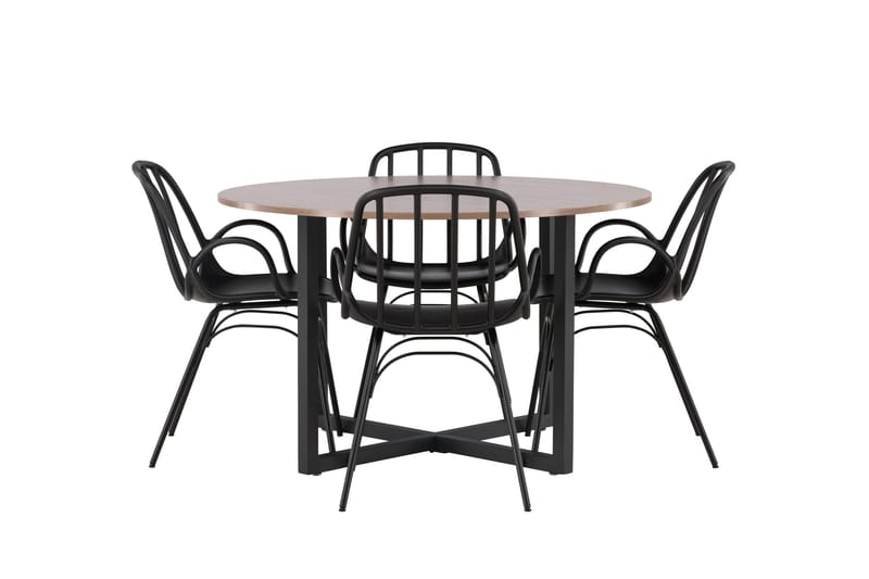 Ruokaryhmä Durango 120 cm Pyöreä 4 Dyrön tuolilla - Pähkinä - Huonekalut - Pöytä & ruokailuryhmä - Ruokailuryhmä
