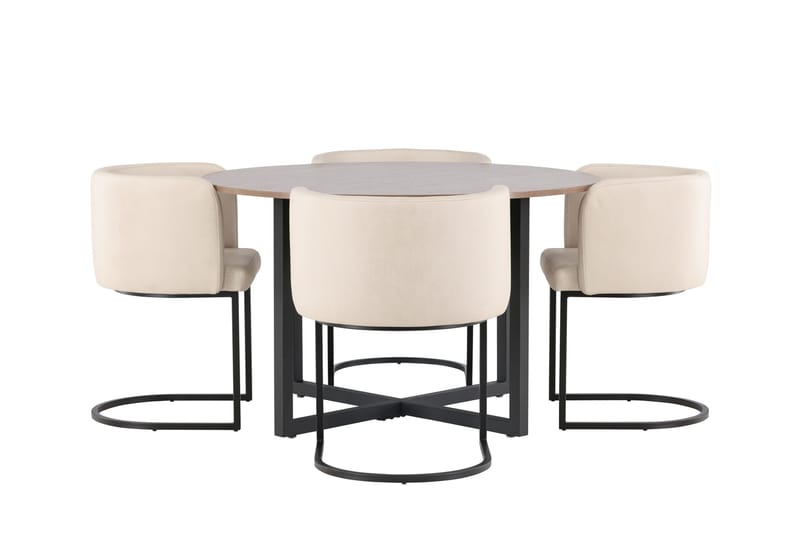 Ruokaryhmä Durango 120 cm Pyöreä 4 Simrishamn tuolilla, Pähkinä