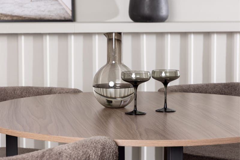 Ruokaryhmä Durango 120 cm Pyöreä 4 Morning tuolilla - Pähkinä - Huonekalut - Pöytä & ruokailuryhmä - Ruokailuryhmä