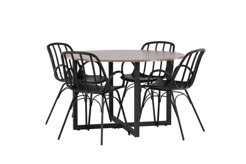 Ruokaryhmä Durango 120 cm Pyöreä 4 Dyrön tuolilla - Pähkinä - Huonekalut - Pöytä & ruokailuryhmä - Ruokailuryhmä