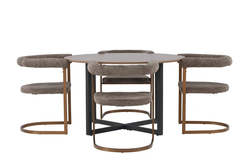 Ruokaryhmä Durango 120 cm Pyöreä 4 Morning tuolilla, Pähkinä