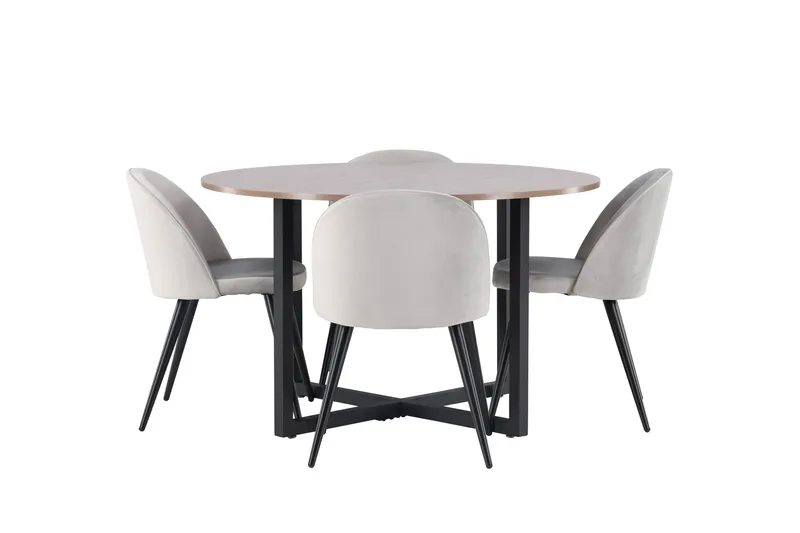 Ruokaryhmä Durango 120 cm Pyöreä 4 Velvet tuolilla, Pähkinä