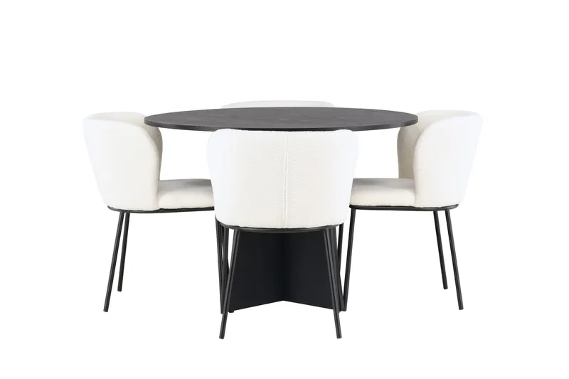 Ruokaryhmä Edina 110 cm Pyöreä 4 Edina-tuolilla, Musta