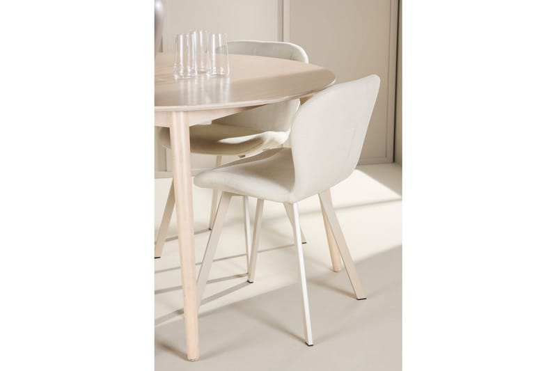 Ruokaryhmä Flora Pyöreä 120 cm Valkoinen neljällä Lilja-tuolilla - Huonekalut - Pöytä & ruokailuryhmä - Ruokailuryhmä