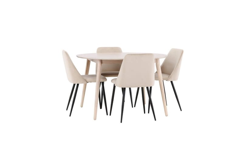 Ruokaryhmä Flora Pyöreä 120 cm Valkoinen 4 kpl Night Tuoleja - Huonekalut - Pöytä & ruokailuryhmä - Ruokailuryhmä