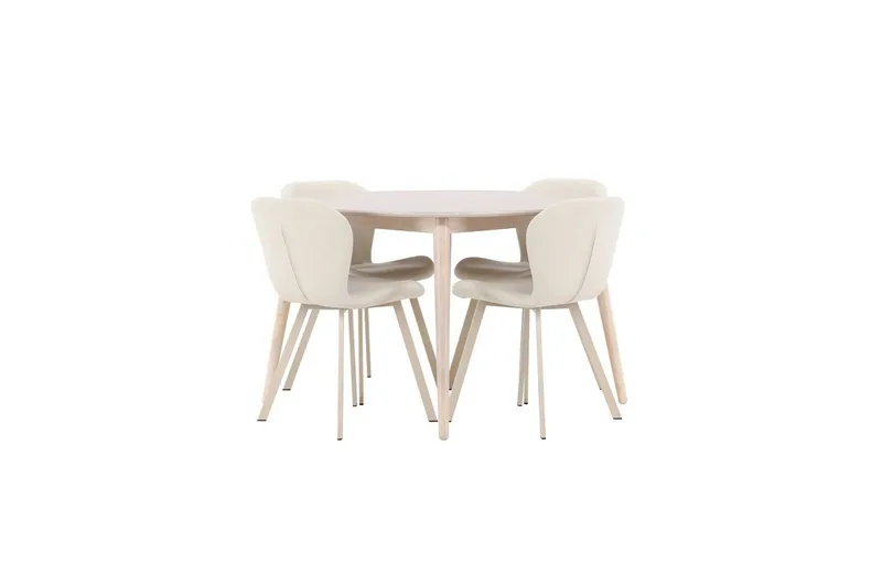 Ruokaryhmä Flora Pyöreä 120 cm Valkoinen neljällä Lilja-tuolilla, undefined