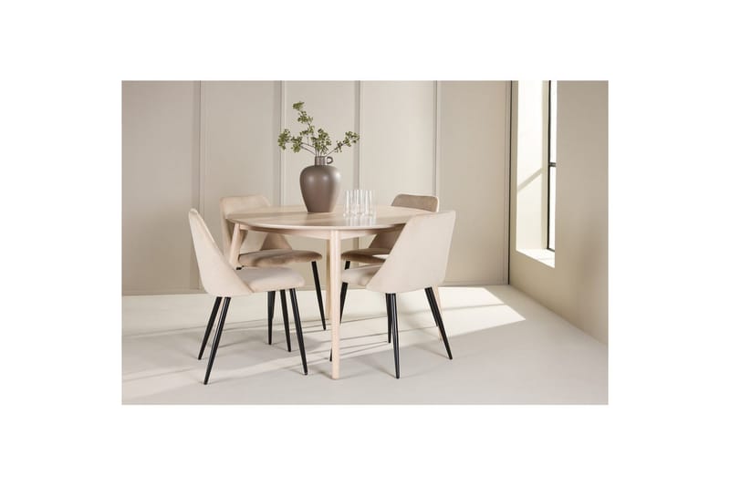 Ruokaryhmä Flora Pyöreä 120 cm Valkoinen 4 kpl Night Tuoleja - Huonekalut - Pöytä & ruokailuryhmä - Ruokailuryhmä