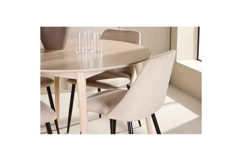 Ruokaryhmä Flora Pyöreä 120 cm Valkoinen 4 kpl Night Tuoleja - Huonekalut - Pöytä & ruokailuryhmä - Ruokailuryhmä