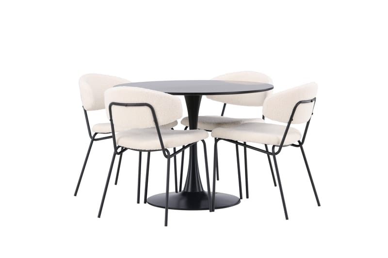 Ruokaryhmä Glade 100 cm Pyöreä 4 Chico-tuolilla - Musta - Huonekalut - Pöytä & ruokailuryhmä - Ruokailuryhmä