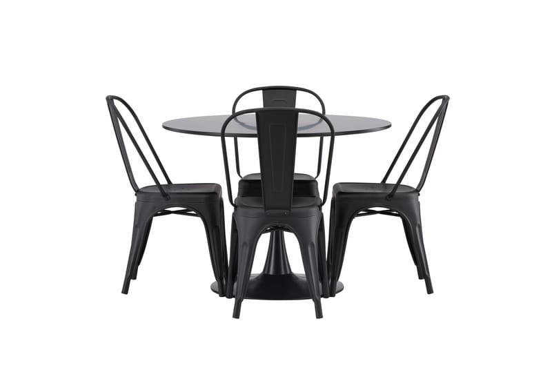 Ruokaryhmä Glade 100 cm Pyöreä 4 Tempe-tuolilla - Musta - Huonekalut - Pöytä & ruokailuryhmä - Ruokailuryhmä