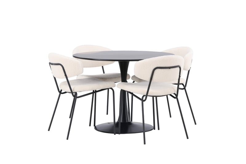 Ruokaryhmä Glade 100 cm Pyöreä 4 Chico-tuolilla - Musta - Huonekalut - Pöytä & ruokailuryhmä - Ruokailuryhmä