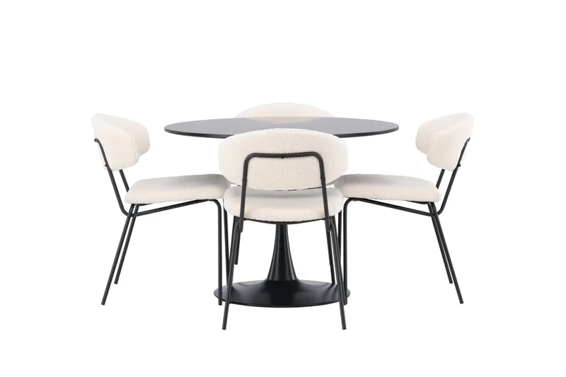 Ruokaryhmä Glade 100 cm Pyöreä 4 Chico-tuolilla, Musta