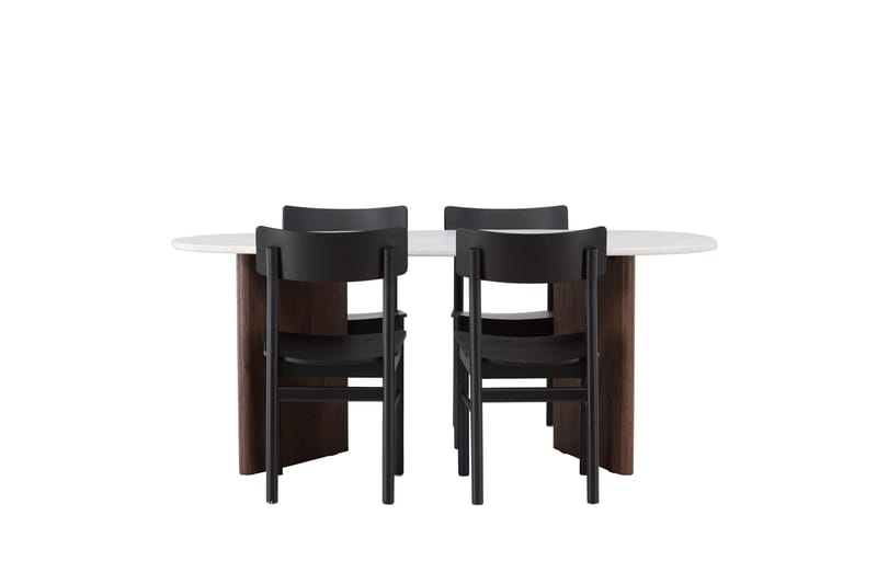 Ruokaryhmä Grönvik 180 cm Soikea 4 Montros-tuolilla, Mokkanahka