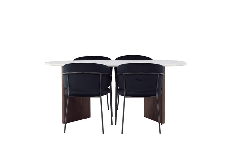 Ruokaryhmä Grönvik 180 cm Soikea 4 Selma-tuolilla, Mokkanahka