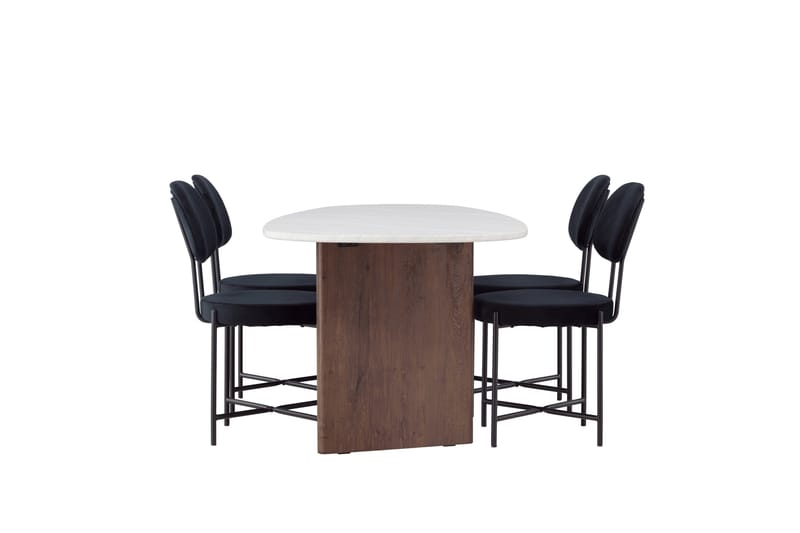 Ruokaryhmä Grönvik 180 cm Soikea 4 Stella-tuolilla - Mokkanahka - Huonekalut - Pöytä & ruokailuryhmä - Ruokailuryhmä