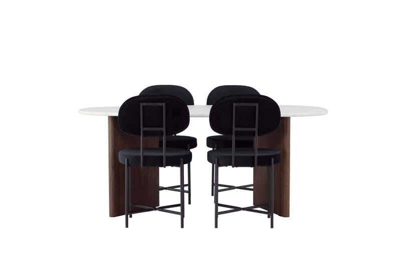 Ruokaryhmä Grönvik 180 cm Soikea 4 Stella-tuolilla, Mokkanahka