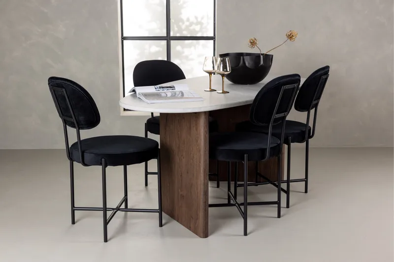 Ruokaryhmä Grönvik 180 cm Soikea 4 Stella-tuolilla - Mokkanahka - Huonekalut - Pöytä & ruokailuryhmä - Ruokailuryhmä