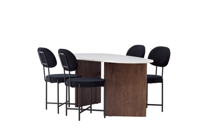 Ruokaryhmä Grönvik 180 cm Soikea 4 Stella-tuolilla - Mokkanahka - Huonekalut - Pöytä & ruokailuryhmä - Ruokailuryhmä