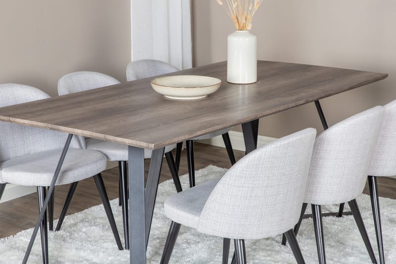 Ruokaryhmä Granville 180 cm Suorakulmainen 6 Longreone-tuolilla - Musta - Huonekalut - Pöytä & ruokailuryhmä - Ruokailuryhmä