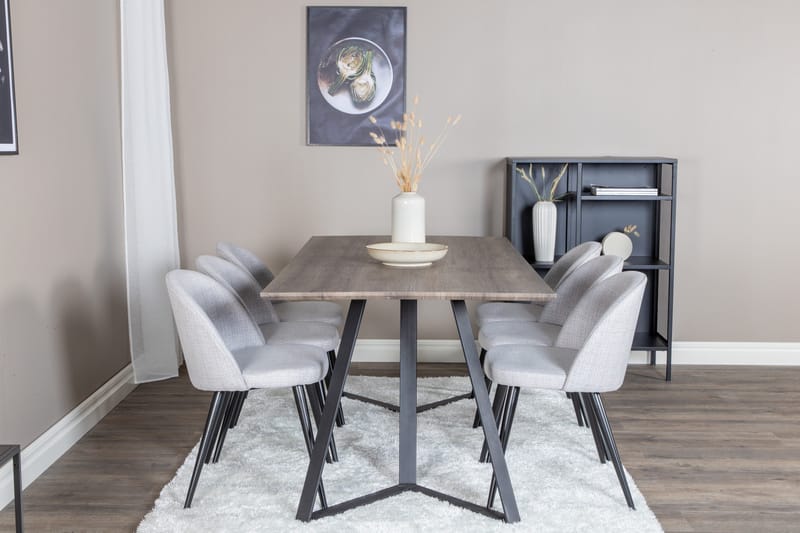 Ruokaryhmä Granville 180 cm Suorakulmainen 6 Longreone-tuolilla - Musta - Huonekalut - Pöytä & ruokailuryhmä - Ruokailuryhmä