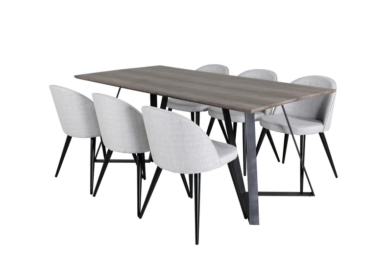 Ruokaryhmä Granville 180 cm Suorakulmainen 6 Longreone-tuolilla - Musta - Huonekalut - Pöytä & ruokailuryhmä - Ruokailuryhmä