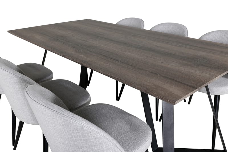 Ruokaryhmä Granville 180 cm Suorakulmainen 6 Longreone-tuolilla - Musta - Huonekalut - Pöytä & ruokailuryhmä - Ruokailuryhmä