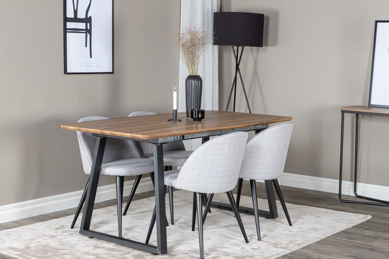 Ruokaryhmä Inca 160 cm Suorakulmainen 4 Velvet-tuolilla - Musta - Huonekalut - Pöytä & ruokailuryhmä - Ruokailuryhmä