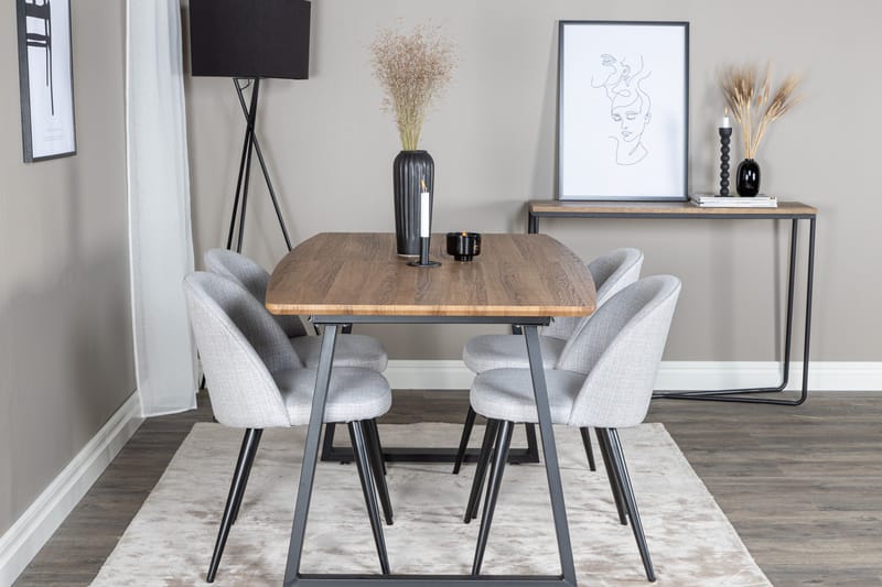 Ruokaryhmä Inca 160 cm Suorakulmainen 4 Velvet-tuolilla - Musta - Huonekalut - Pöytä & ruokailuryhmä - Ruokailuryhmä