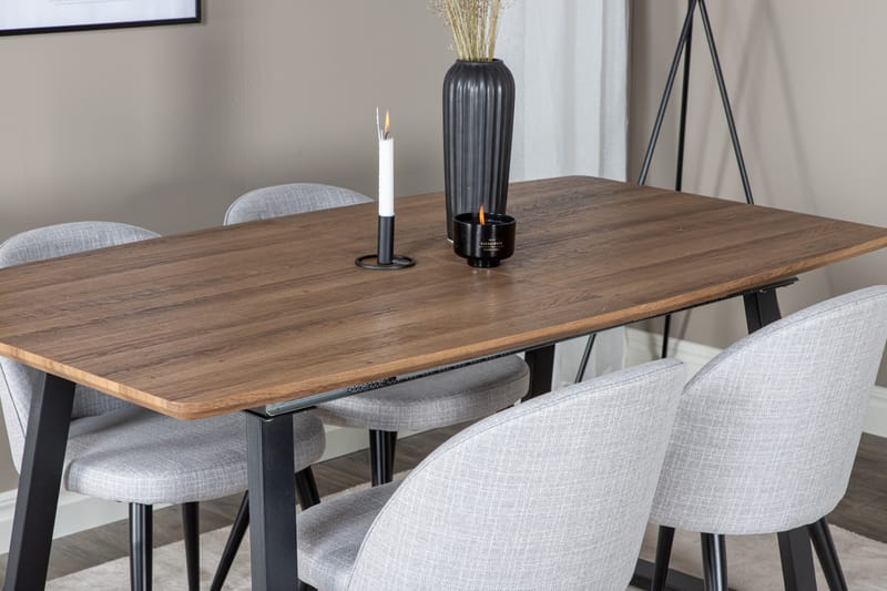 Ruokaryhmä Inca 160 cm Suorakulmainen 4 Velvet-tuolilla - Musta - Huonekalut - Pöytä & ruokailuryhmä - Ruokailuryhmä