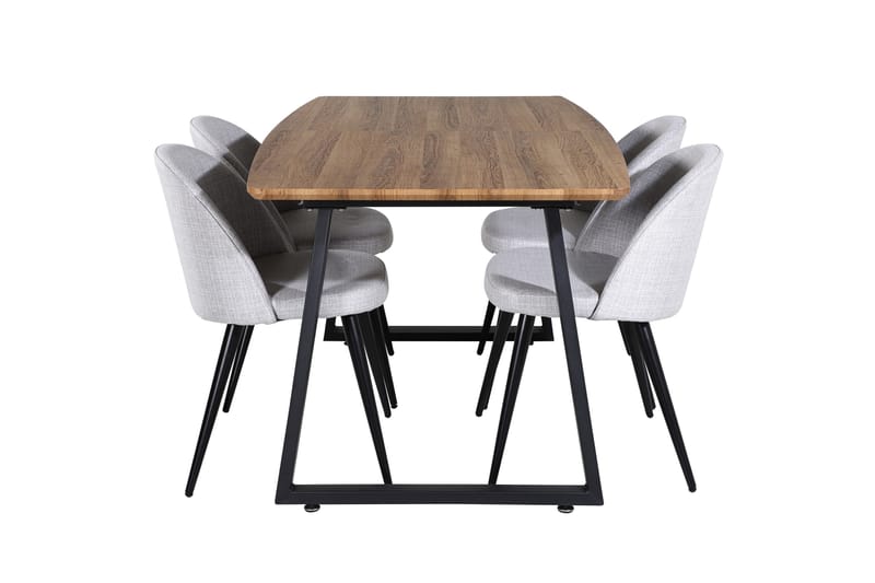 Ruokaryhmä Inca 160 cm Suorakulmainen 4 Velvet-tuolilla, Musta