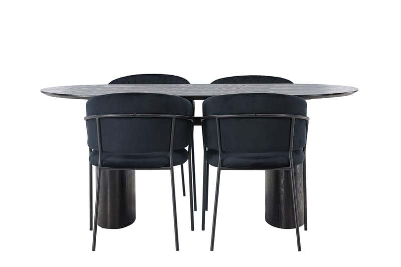 Ruokaryhmä Isolde 180 cm Soikea 4 Selma-tuolilla, Musta