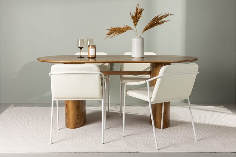 Ruokaryhmä Isolde 180 cm Soikea 4 Tvist-tuolilla - Beige - Huonekalut - Pöytä & ruokailuryhmä - Ruokailuryhmä