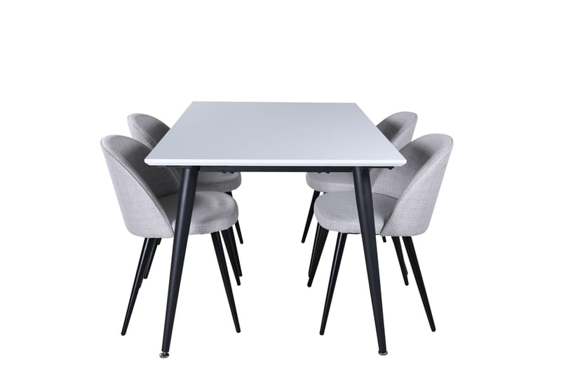 Ruokaryhmä Jimmy 150 cm Suorakulmainen 4 Velvet-tuolilla, Musta