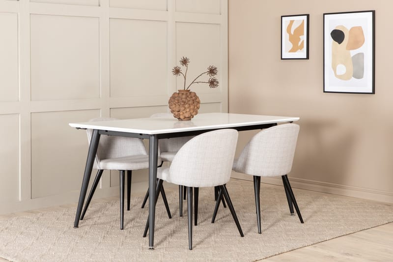 Ruokaryhmä Jimmy 150 cm Suorakulmainen 4 Velvet-tuolilla - Musta - Huonekalut - Pöytä & ruokailuryhmä - Ruokailuryhmä