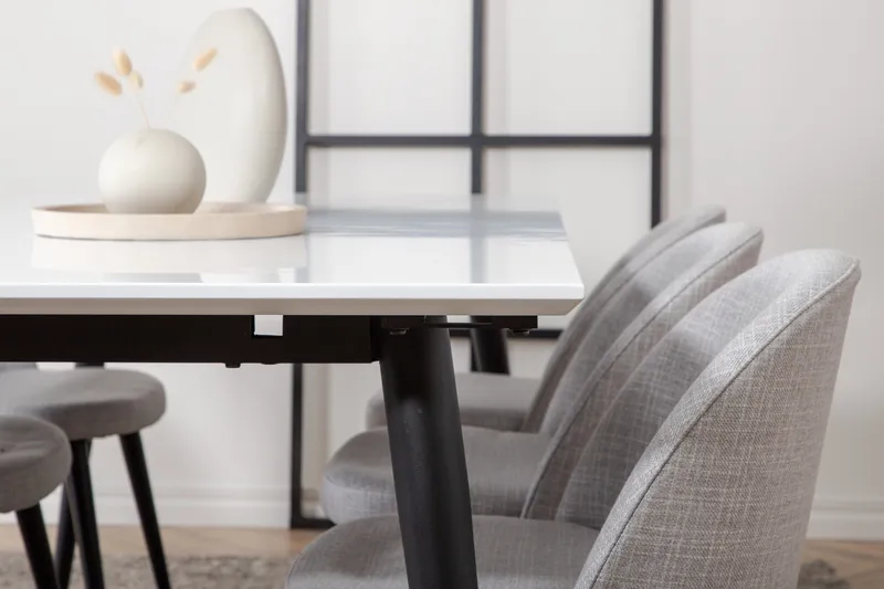 Ruokaryhmä Jyma 195 cm Suorakulmainen 6 Longreone-tuolilla - Musta - Huonekalut - Pöytä & ruokailuryhmä - Ruokailuryhmä