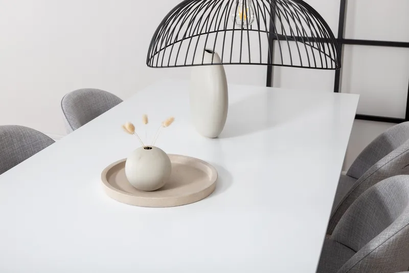 Ruokaryhmä Jyma 195 cm Suorakulmainen 6 Longreone-tuolilla - Musta - Huonekalut - Pöytä & ruokailuryhmä - Ruokailuryhmä