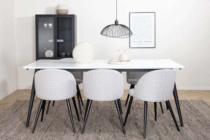 Ruokaryhmä Jyma 195 cm Suorakulmainen 6 Longreone-tuolilla, Musta