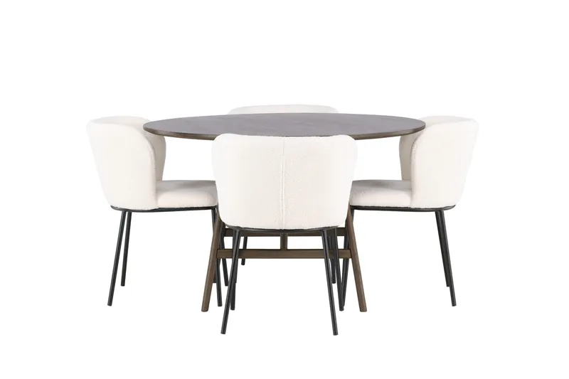 Ruokaryhmä Kaseidon 100 cm Pyöreä 4 Edina-tuolilla, Tumma ruskea