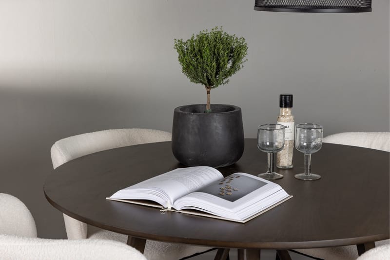 Ruokaryhmä Kaseidon 100 cm Pyöreä 4 Edina-tuolilla - Tumma ruskea - Huonekalut - Pöytä & ruokailuryhmä - Ruokailuryhmä