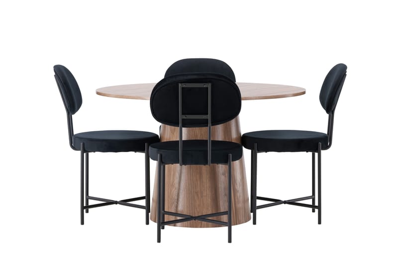 Ruokaryhmä Lanzo 120 cm Pyöreä 4 Stella-tuolilla, Luonnonvärinen