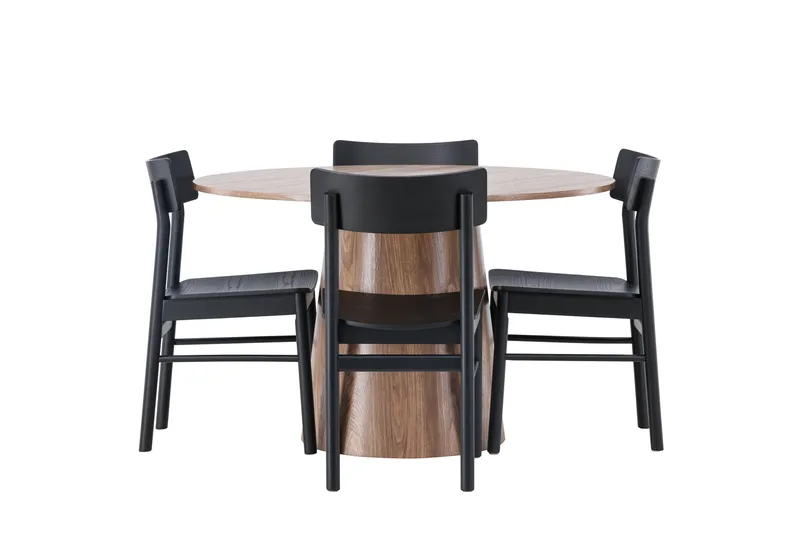 Ruokaryhmä Lanzo 120 cm Pyöreä 4 Montros-tuolilla, Luonnonvärinen