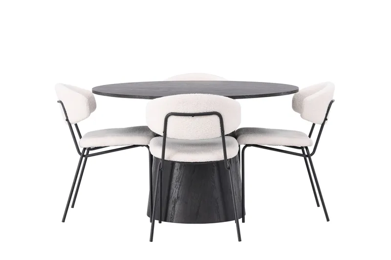 Ruokaryhmä Lanzo 120 cm Pyöreä 4 Chico-tuolilla, Mokkanahka