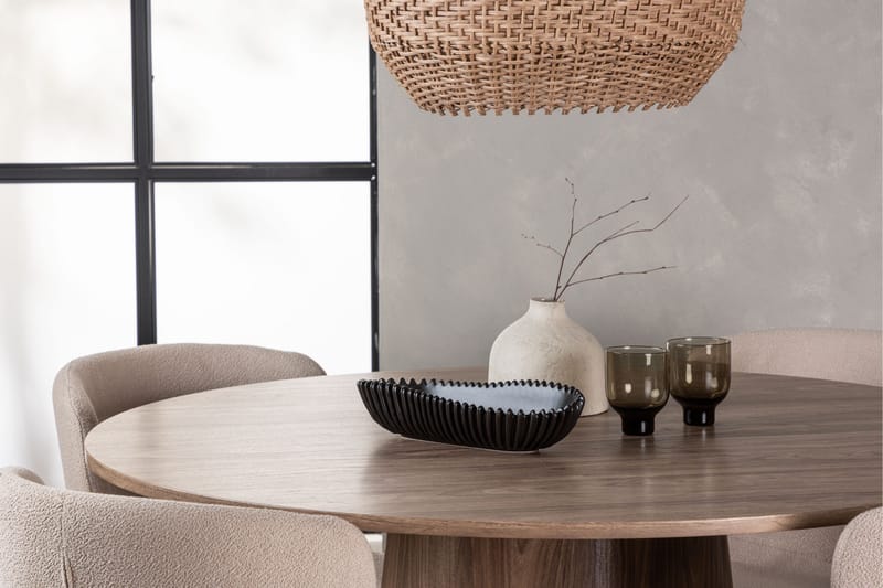 Ruokaryhmä Lanzo 120 cm Pyöreä 4 Modesto-tuolilla - Luonnonvärinen - Huonekalut - Pöytä & ruokailuryhmä - Ruokailuryhmä