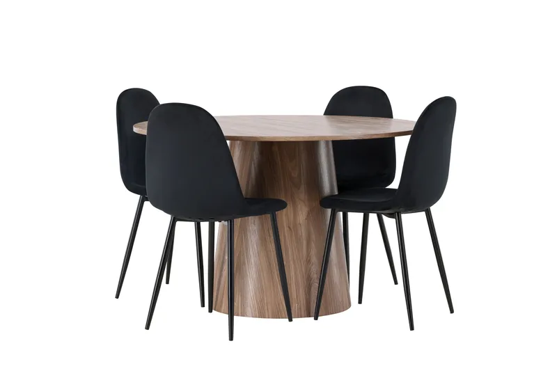 Ruokaryhmä Lanzo 120 cm Pyöreä 4 Polar-tuolilla - Luonnonvärinen - Huonekalut - Pöytä & ruokailuryhmä - Ruokailuryhmä