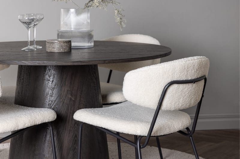 Ruokaryhmä Lanzo 120 cm Pyöreä 4 Chico-tuolilla - Mokkanahka - Huonekalut - Pöytä & ruokailuryhmä - Ruokailuryhmä