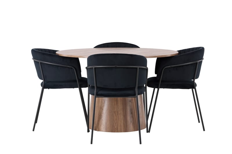 Ruokaryhmä Lanzo 120 cm Pyöreä 4 Selma-tuolilla, Luonnonvärinen