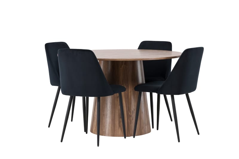 Ruokaryhmä Lanzo 120 cm Pyöreä 4 Night-tuolilla - Luonnonvärinen - Huonekalut - Pöytä & ruokailuryhmä - Ruokailuryhmä