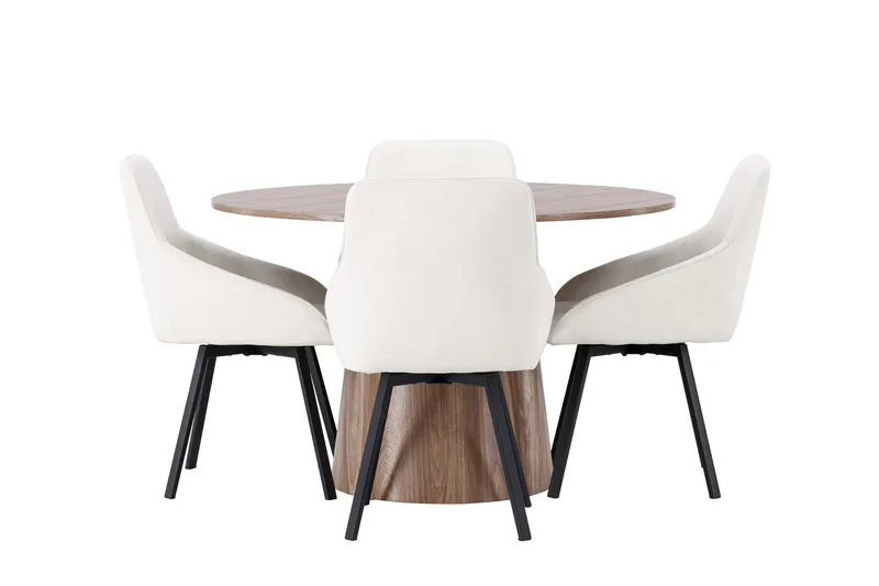 Ruokaryhmä Lanzo 120 cm Pyöreä 4 Rosie-tuolilla, Luonnonvärinen