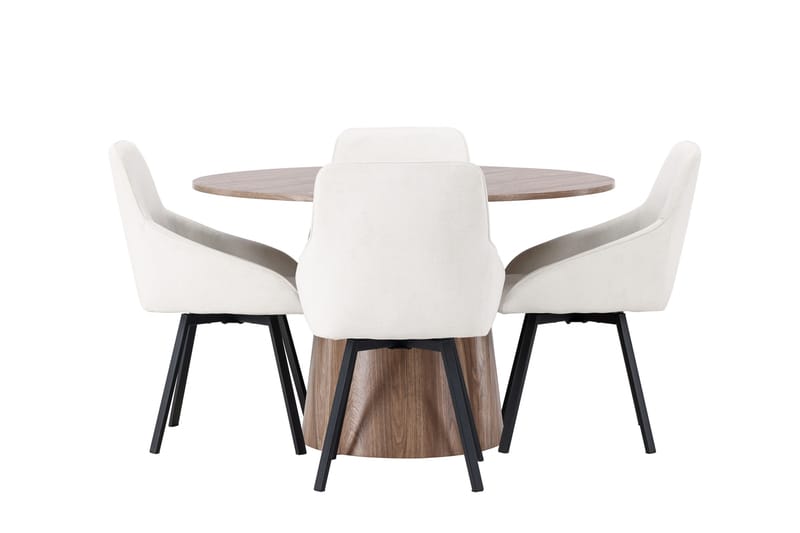 Ruokaryhmä Lanzo 120 cm Pyöreä 4 Rosie-tuolilla, Luonnonvärinen