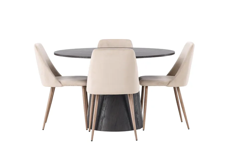 Ruokaryhmä Lanzo 120 cm Pyöreä 4 Night-tuolilla, Musta